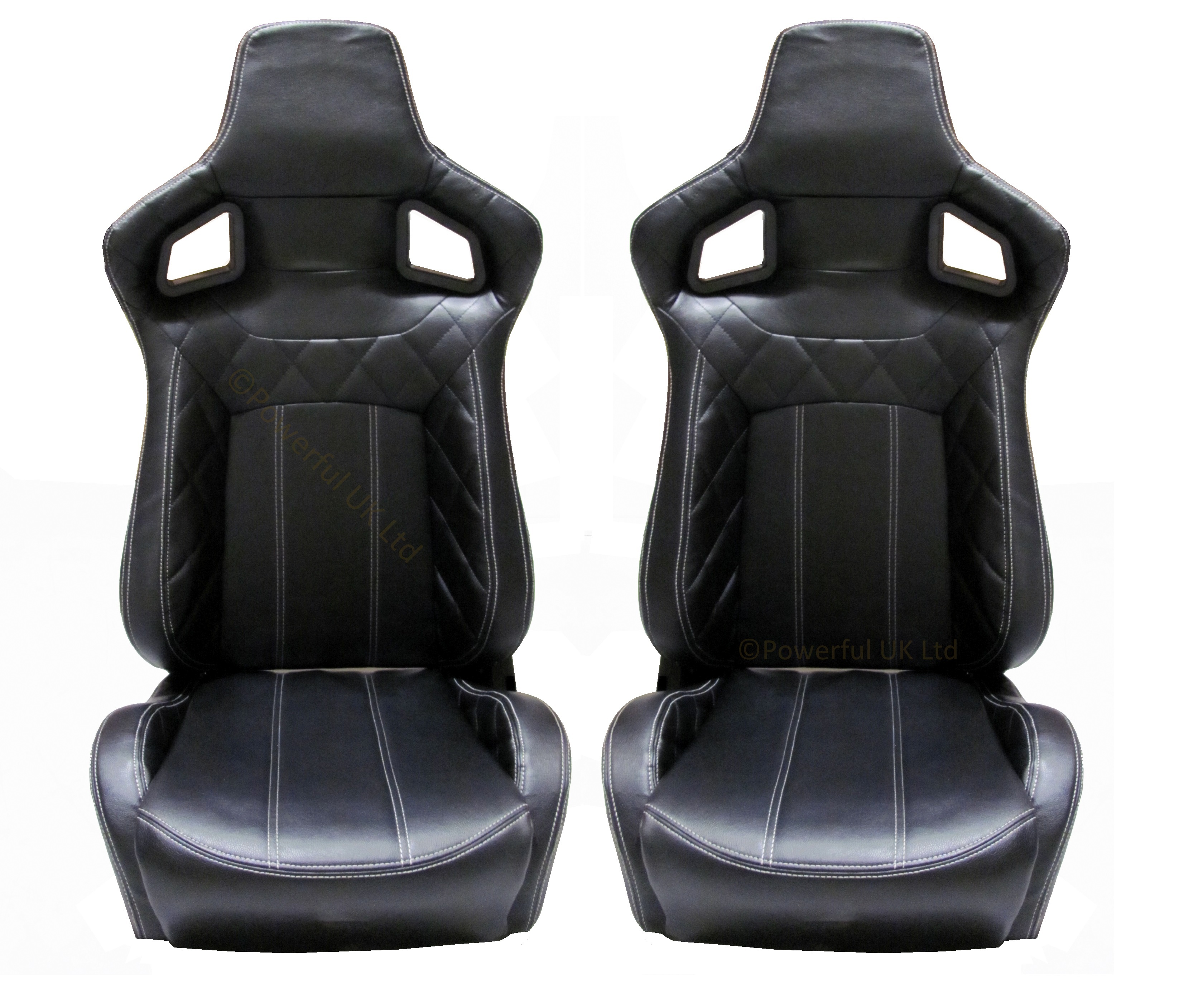 Heated Black Vinyl SVX style reclining bucket seats Land Rover Defender
